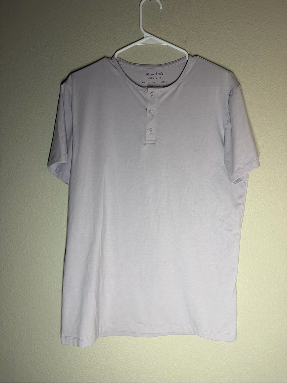 Porter & Ash men’s L dusty lavender The Henley jersey knit lightweight tee